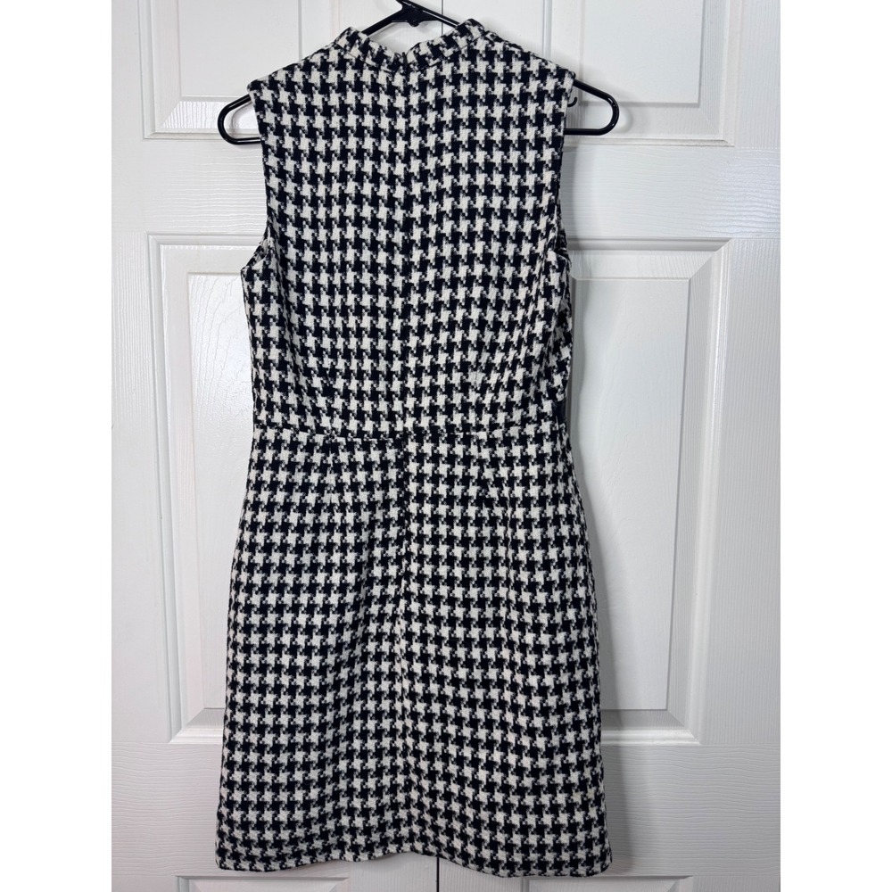 Vintage Houndstooth Dress Sleeveless Mock Neck‎ Acetate Made in France Sharagano - Picture 3 of 5